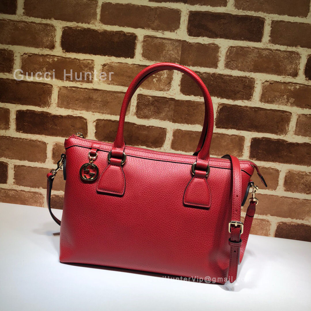 Gucci GG Charm Teal  Leather Medium Tote Bag Red 449659